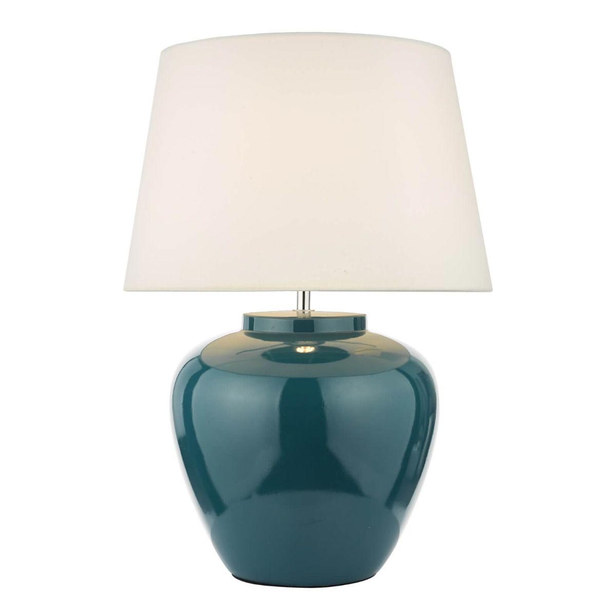 Dar Ayla 1 Light Teal Ceramic Table Lamp With White Shade