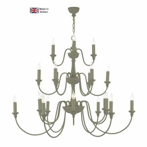 Bailey classic 21 light 3 tier large chandelier in a bespoke colour choice shown in sage