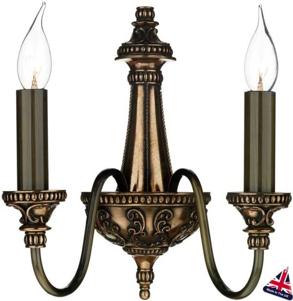 David Hunt Lighting Bailey twin wall light rich bronze