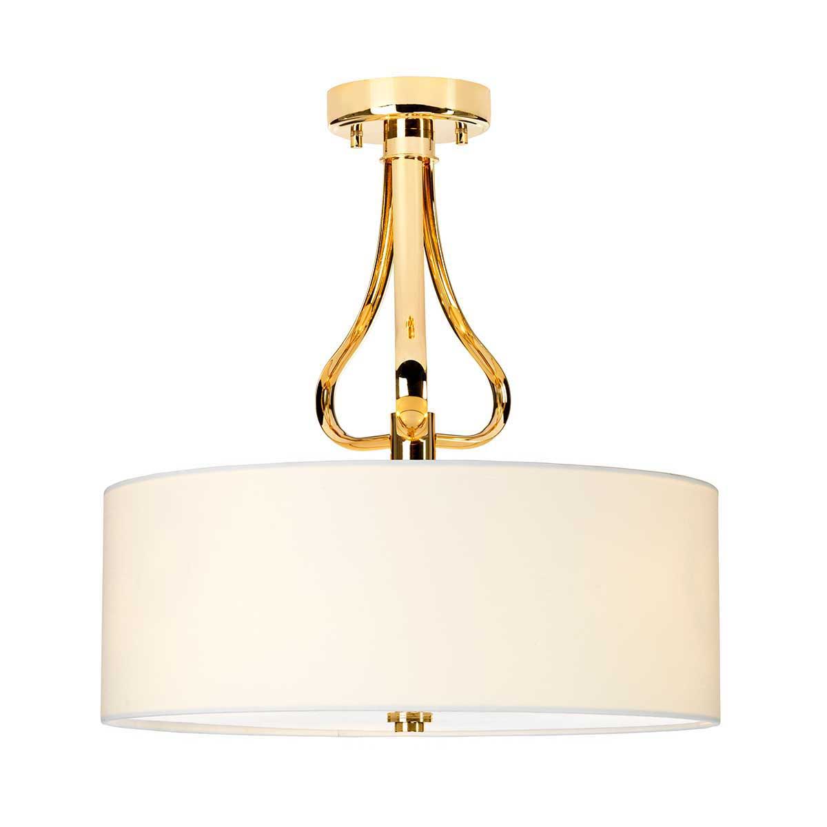 Elstead Falmouth 3 LED Gold Bathroom Semi Flush Ceiling Light