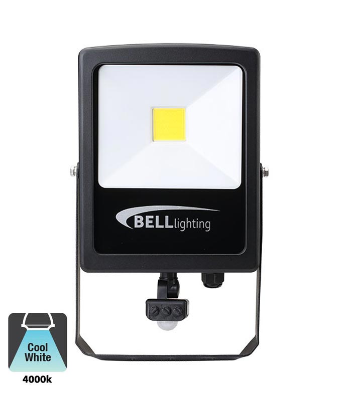 Bell Skyline Slim 50w LED PIR Security Floodlight Override Black IP65