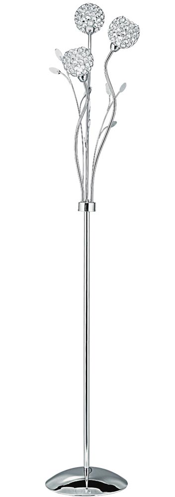 Bellis II Polished Chrome 3 Light Floor Lamp With Clear Glass Shades