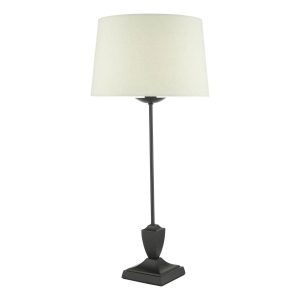 Bessa 1 light buffet table lamp in satin black with grey shade on white background