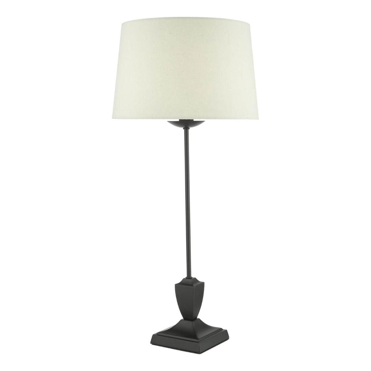 Dar Bessa 1 Light Buffet Table Lamp Satin Black Grey Shade