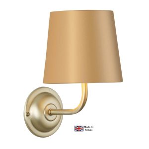 Bexley classic single wall light in solid butter brass fitting only shown with marigold shade