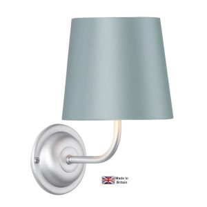 Bexley classic single wall light in brushed chrome fitting only shown with airforce blue shade