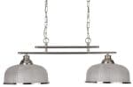 Bistro II Satin Silver 2 Light Pendant Bar Retro Style Holophane Glass