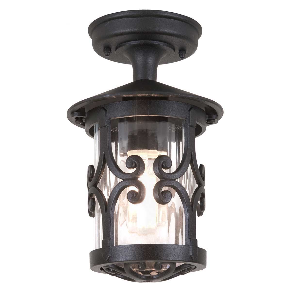 Elstead Hereford Old English Flush Outdoor Porch Lantern Black