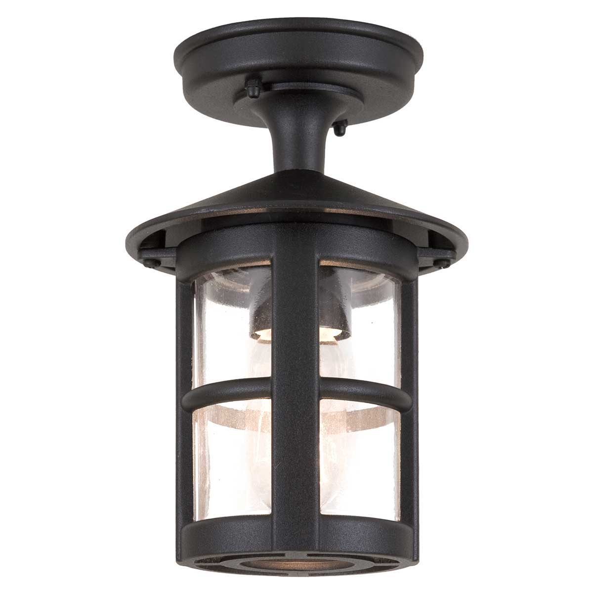Elstead Hereford Traditional Flush Outdoor Porch Lantern Black