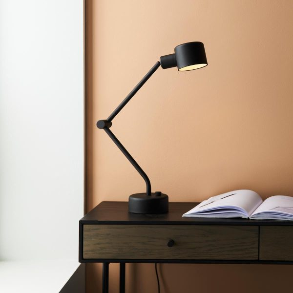 Industrial style adjustable 1 light task table lamp in textured black main image