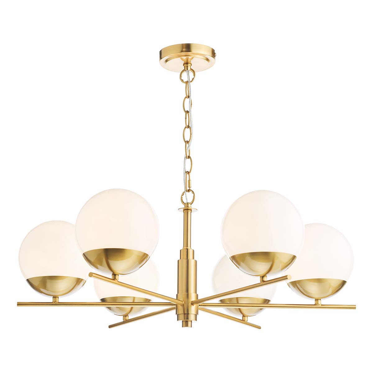 Dar Bombazine 6 Light Chandelier Natural Solid Brass