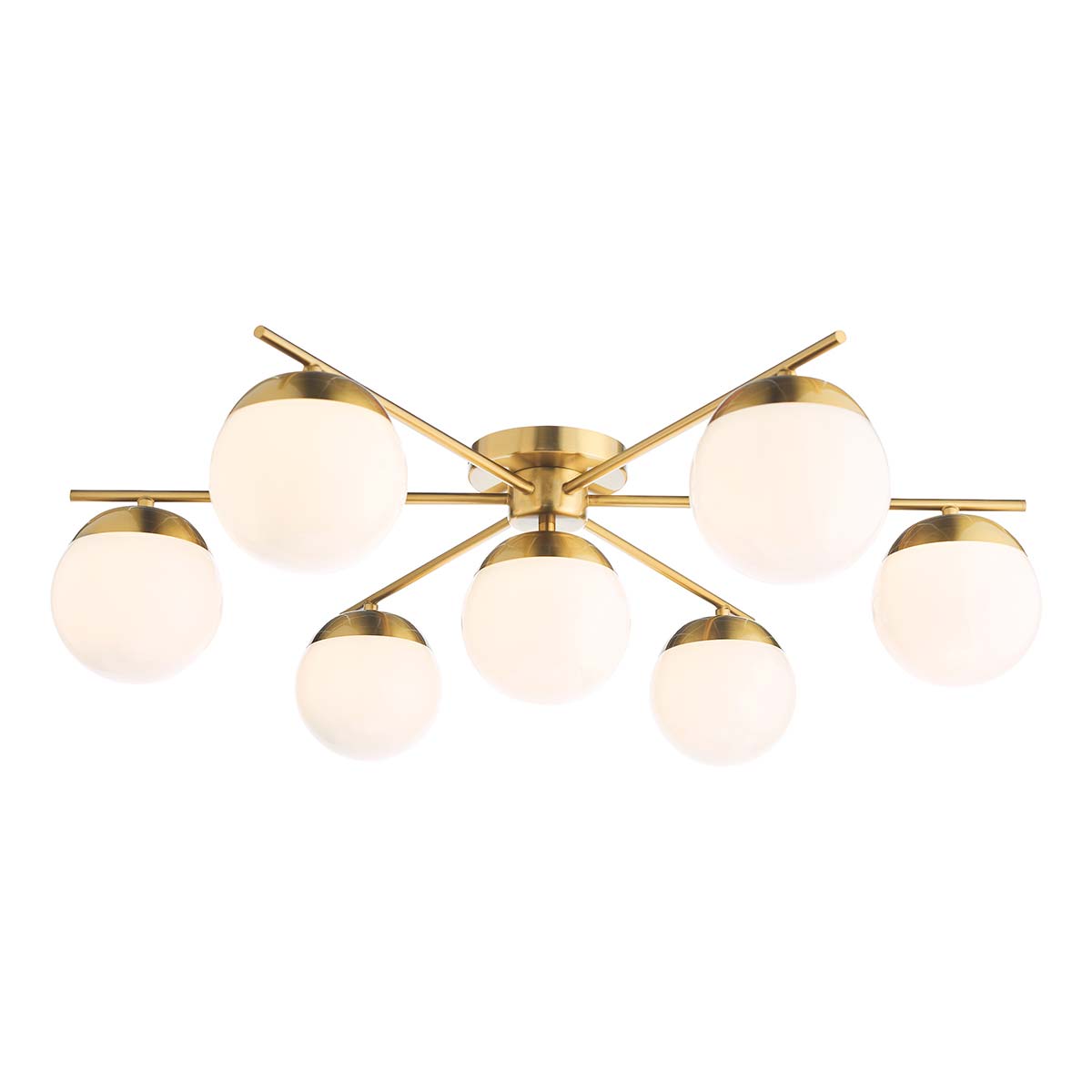 Dar Bombazine 7 Light Semi Flush Natural Solid Brass