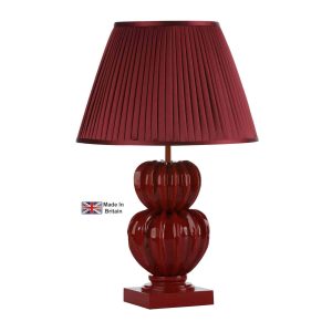 Botany handmade pumpkin table lamp base only in strawberry shown with pleated crimson shade