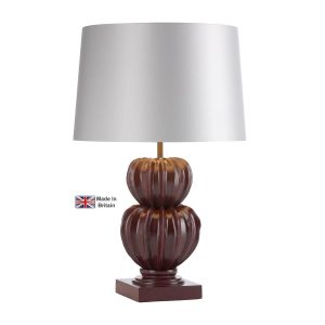 Botany handmade pumpkin table lamp base only in aubergine shown with swan satin shade