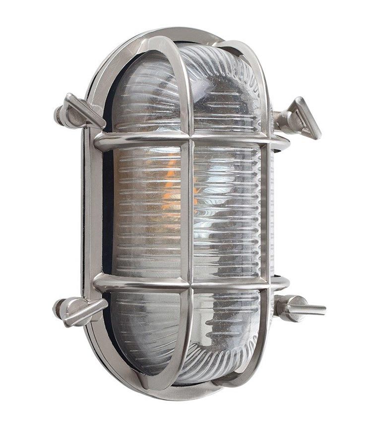 Bow Oval Nautical Outdoor Bulkhead Light Polished Aluminium IP64