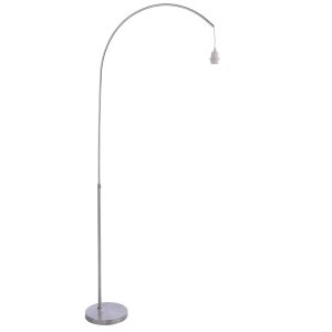 Bow arc floor lamp in satin nickel, base only on white background
