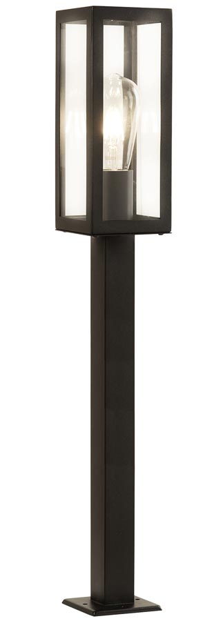 Box Rectangular 90cm Outdoor Post Lantern Matt Black Clear Glass IP44