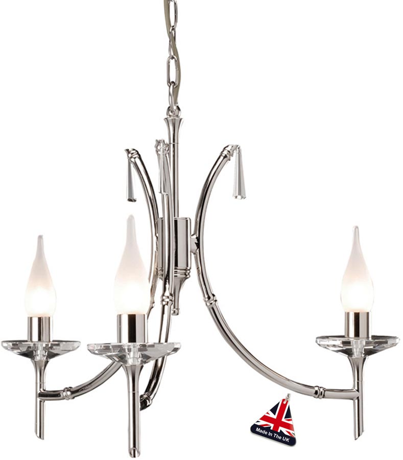 Elstead Brightwell Polished Nickel 3 Light Dual Mount Chandelier