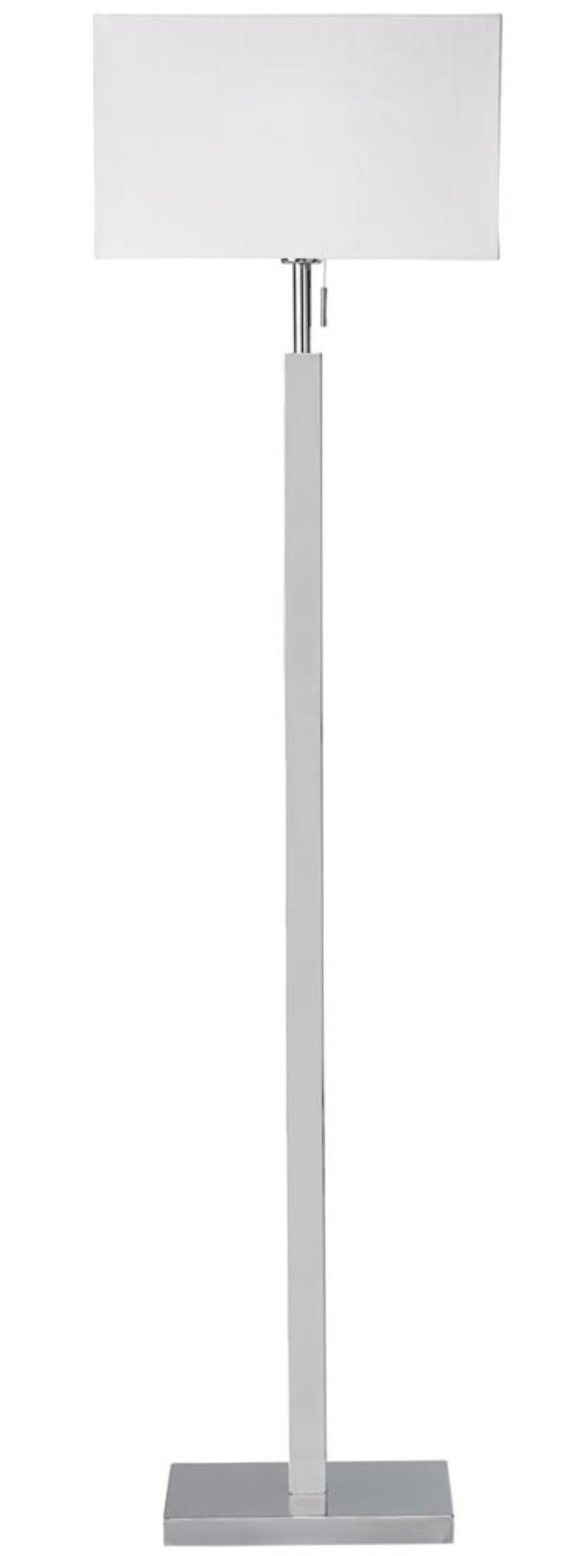 Brooke Modern Floor Lamp Standard Polished Chrome White Box Shade Brooke Modern Floor Lamp Standard, Floor Lamp With Pull Chain Uk