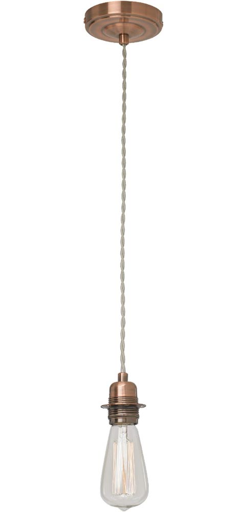 Braided Flex Pendant Suspension Set Brushed Copper ES Lamp Holder