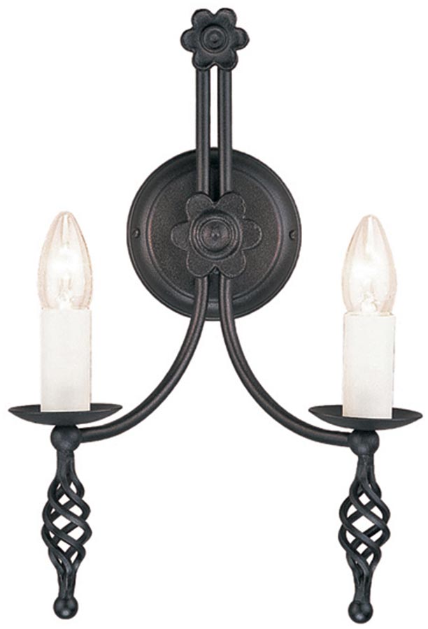 Belfry Medieval 2 Light Black Finish Ironwork Wall Light UK Made