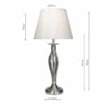 Dar Bybliss 1 Light Table Lamp Satin Chrome Cream Shade