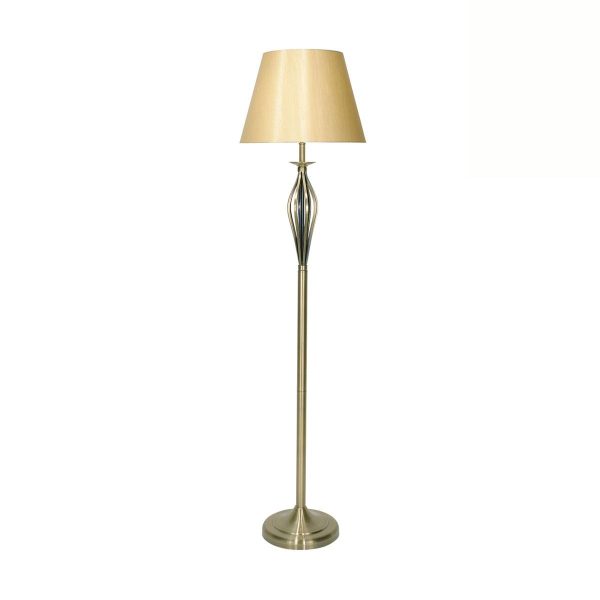 Dar Bybliss 1 Light Floor Lamp Antique Brass Gold Shade