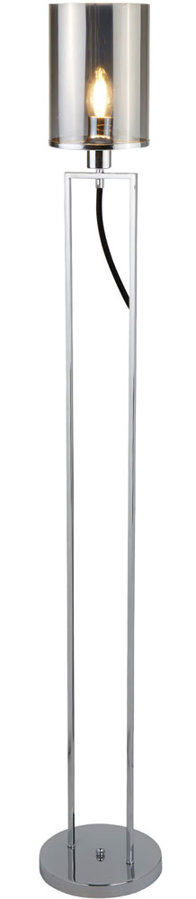 Catalina 1 Light Floor Lamp Polished Chrome Smoked Glass Shade