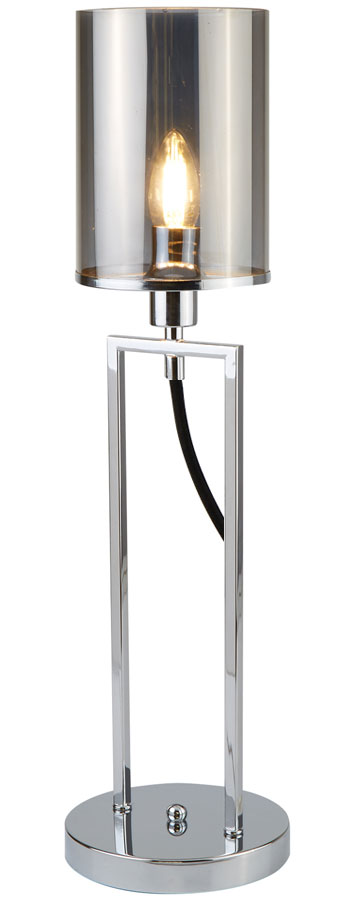 Catalina 1 Light Table Lamp Polished Chrome Smoked Glass Shade
