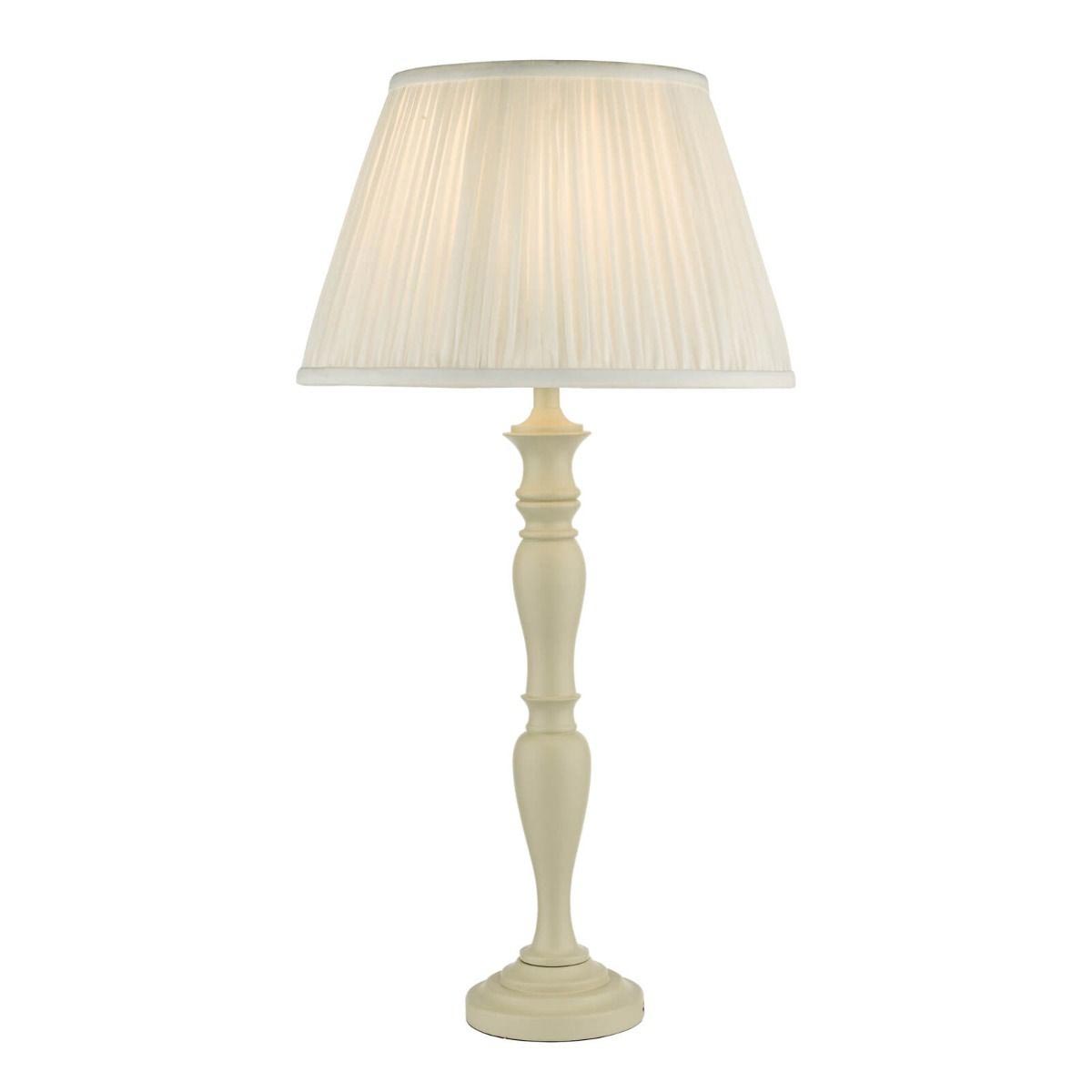 Dar Caycee 1 Light Wooden Table Lamp Cream Ivory Shade