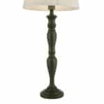 Dar Caycee 1 Light Wooden Table Lamp Green Ivory Shade