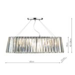 Dar Cecilia Linear 3 Light Crystal Ceiling Pendant Chrome