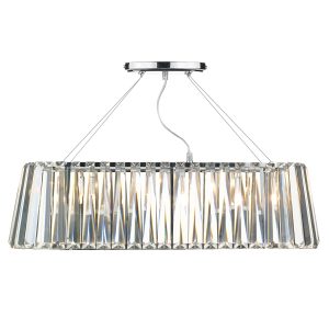 Cecilia linear 3 light crystal ceiling pendant in polished chrome on white background