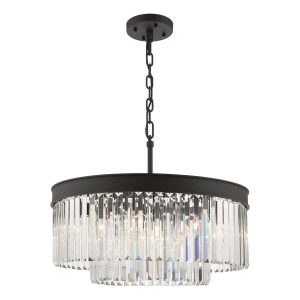 Celeus 6 light 60cm crystal chandelier in anthracite main image on white background