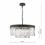 Dar Celeus 6 Light Crystal Chandelier Anthracite 60cm Dia
