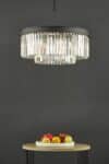 Dar Celeus 6 Light Crystal Chandelier Anthracite 60cm Dia