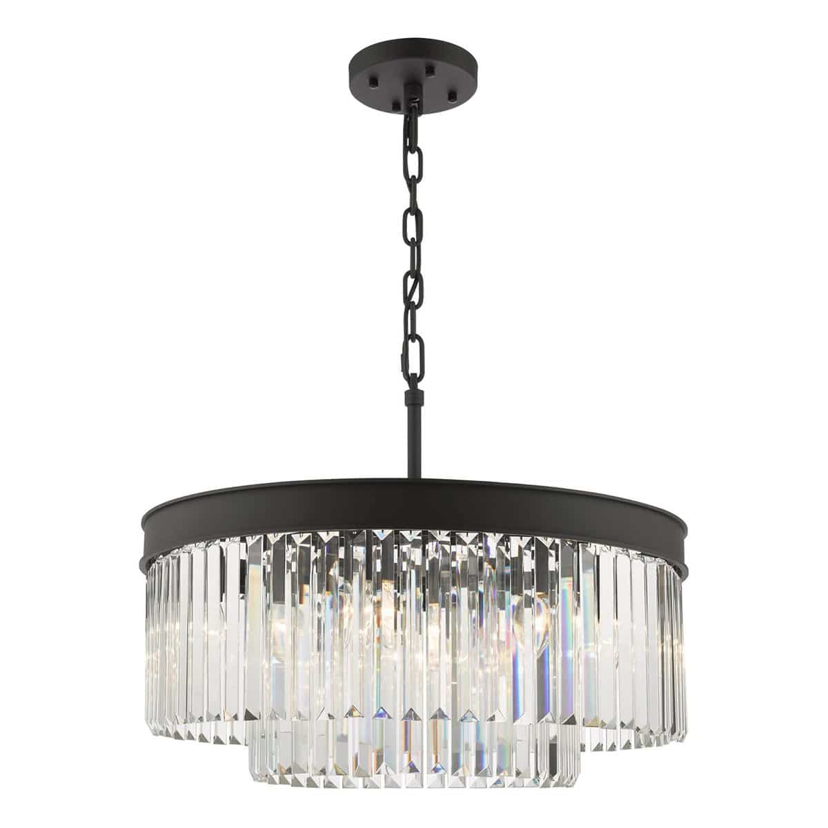 Dar Celeus 6 Light Crystal Chandelier Anthracite 60cm Dia