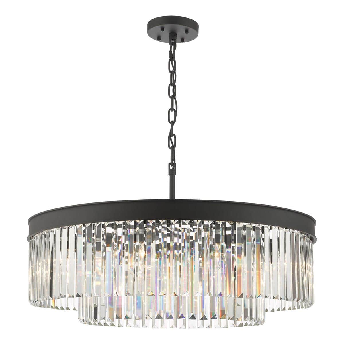 Dar Celeus 8 Light Crystal Chandelier Anthracite 80cm Dia