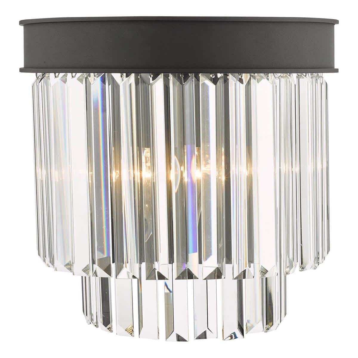 Dar Celeus 2 Lamp Crystal Wall Light Anthracite Elegant