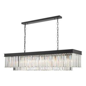 Celeus 6 light island crystal chandelier in anthracite shown on white background