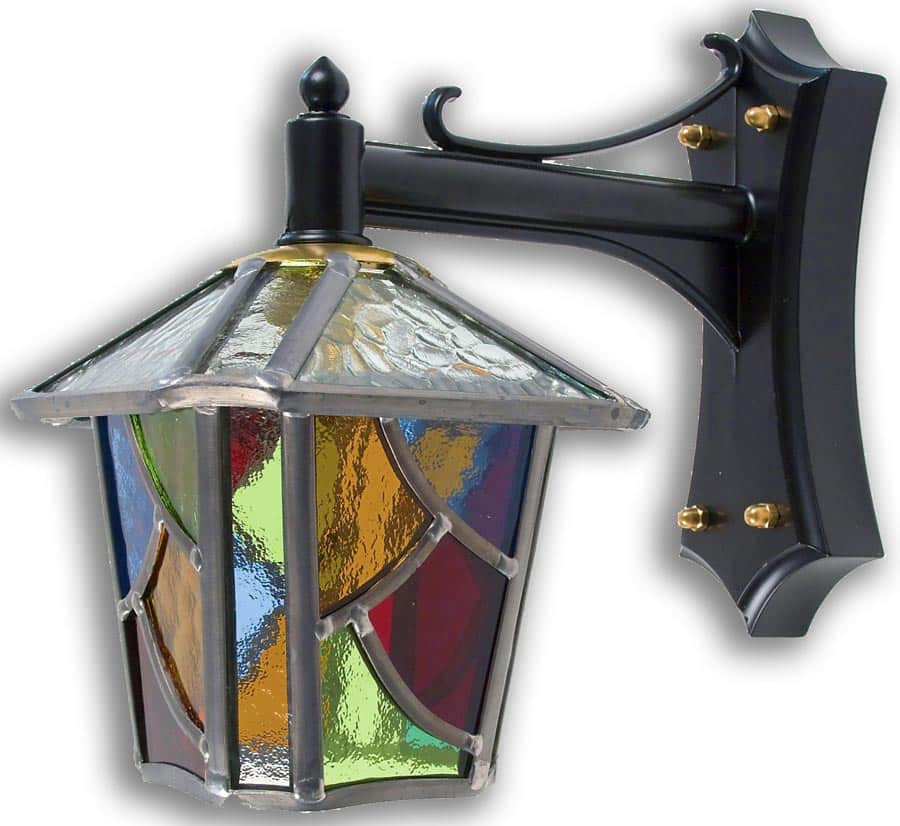 Chepstow Multi Coloured Leaded Glass Mini Outdoor Wall Lantern