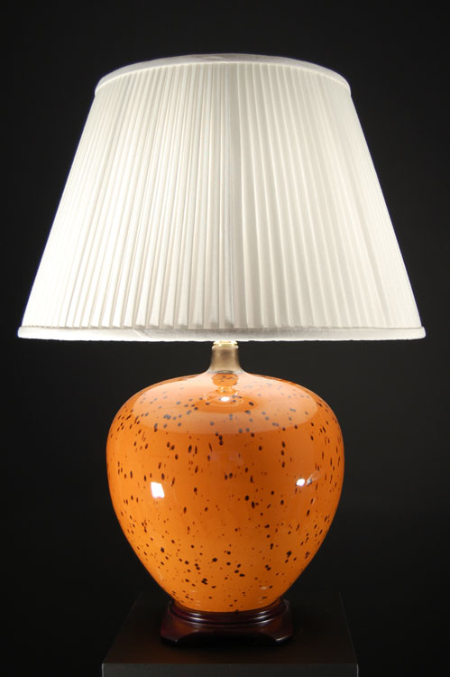 Very Large Amber Molten Ceramic Table Lamp with Shade