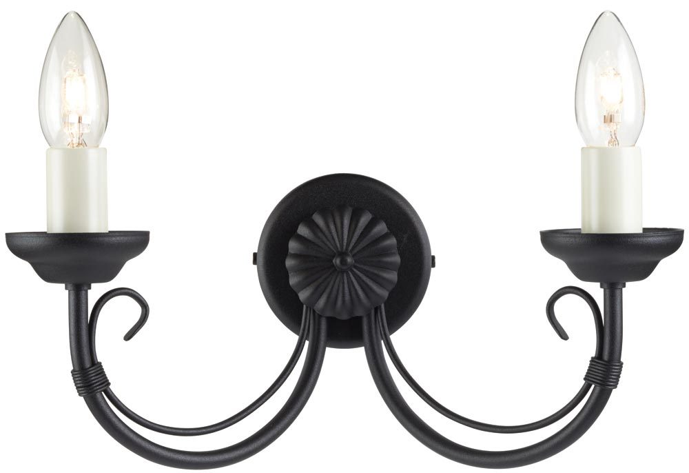 Chartwell Traditional Black 2 Lamp Wrought Iron Wall Light CH2/BLK