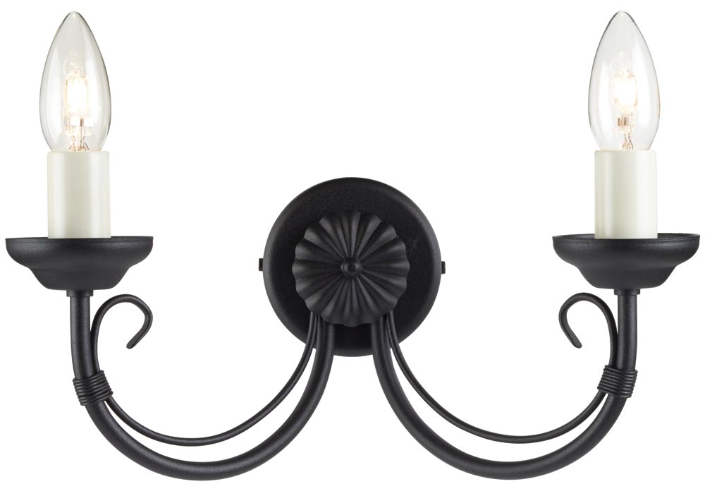 Elstead Chartwell Traditional Black Ironwork 2 Lamp Wall Light