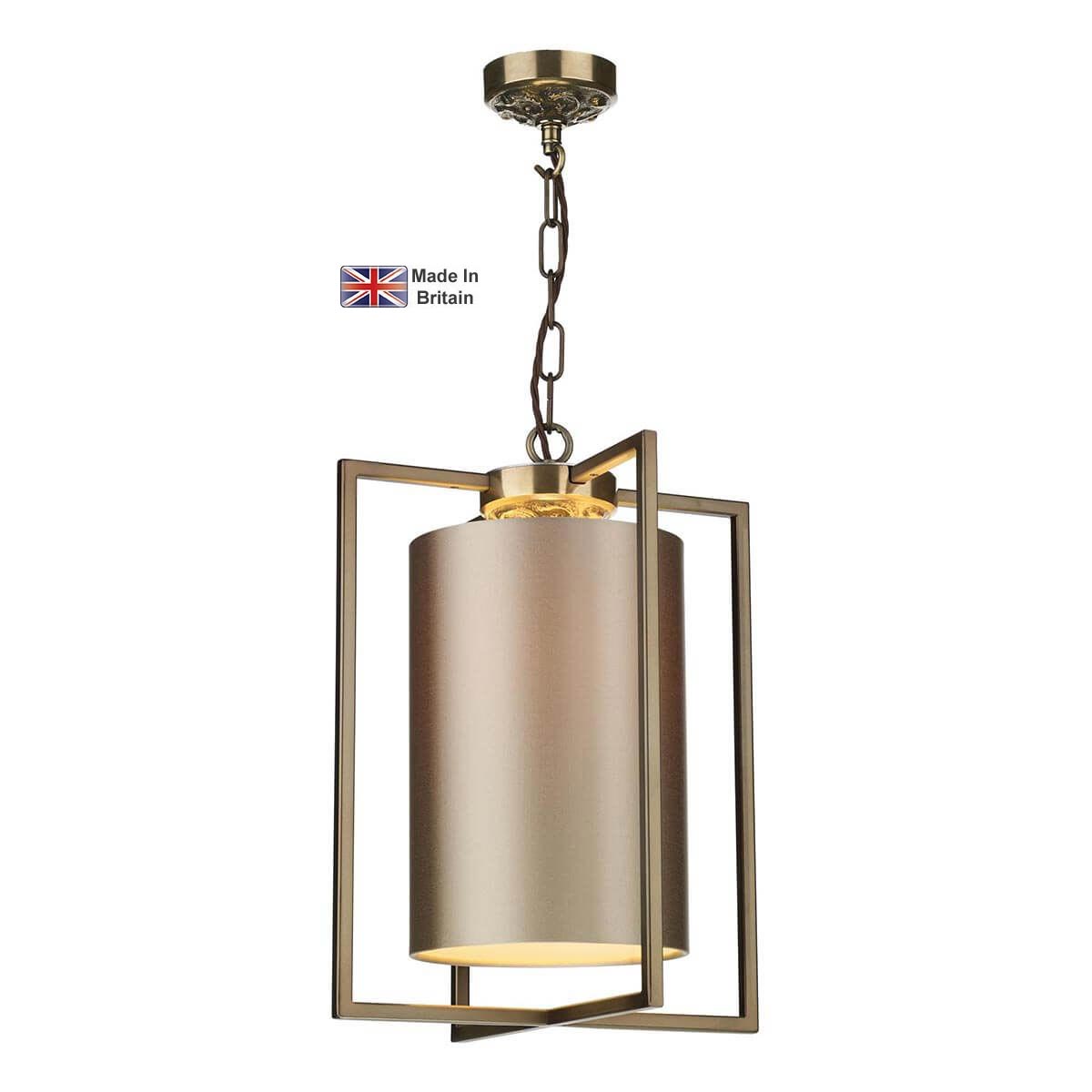 Chiswick 1 Light Ceiling Pendant Antique Brass Bespoke Shade