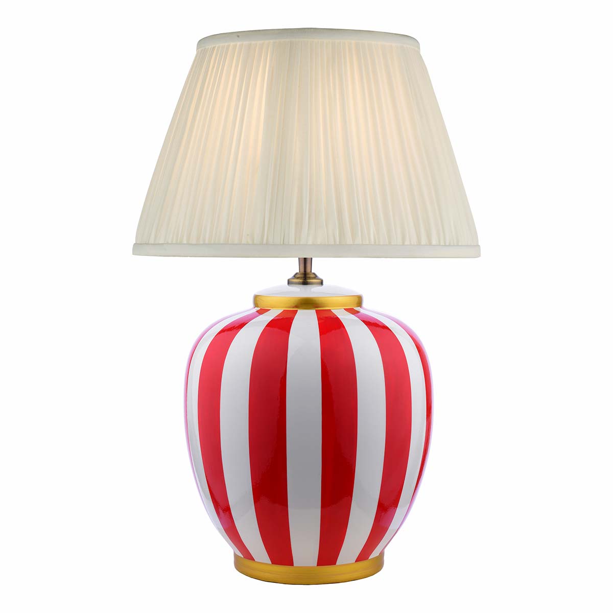Dar Circus Red and White Ceramic Table Lamp Ivory Shade