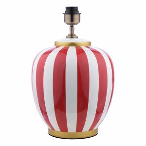 Circus red and white ceramic table lamp base only on white background