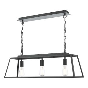 Claudia 3 light bar pendant in matt black on white background