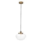 Timeless Antique Brass Single Pendant Ceiling Light Clear Glass Shade