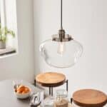 Timeless Polished Nickel Single Pendant Ceiling Light Clear Glass Shade